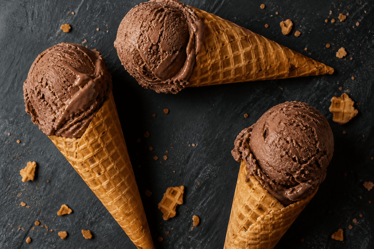 Chocolate ice cream cones